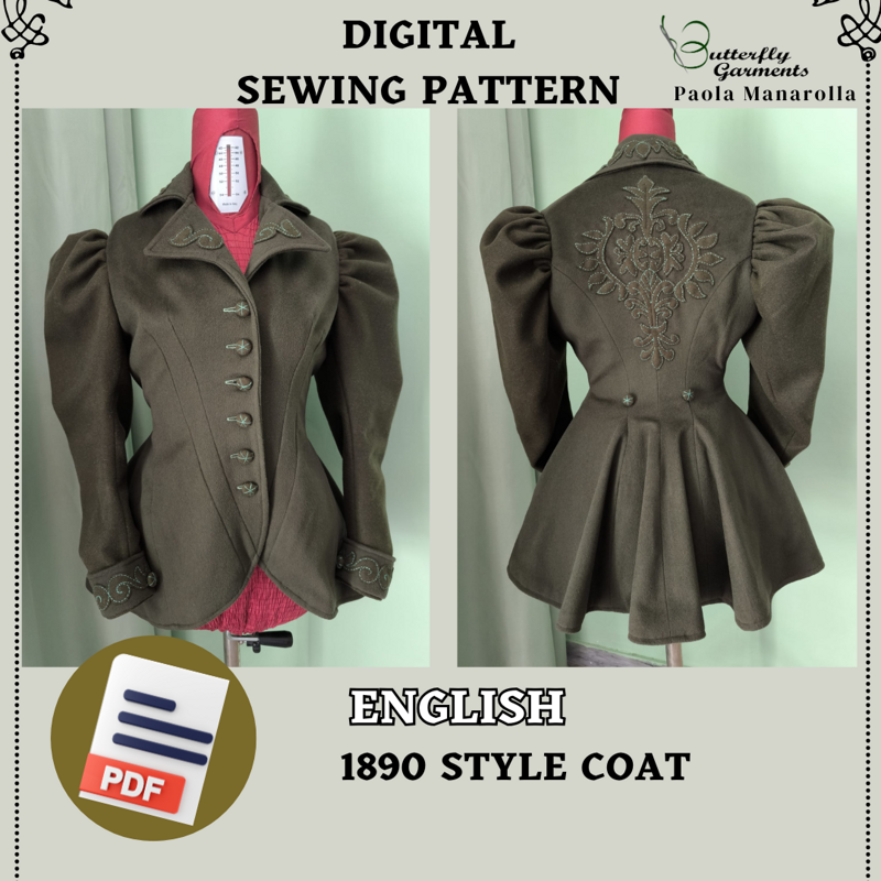 fixed-size-english-1890-belle-epoque-inspired-coat-jacket-digital-downloadable-pattern-pdf-sewing-pattern-and-original-design-with-appliques