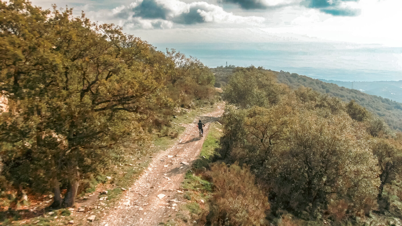 strada sterrata con mountain bike