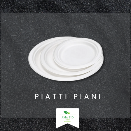 Piatti piani in Bagassa Piatti piani termoresistenti ideali per ogni portata, dal dessert alla pizza!