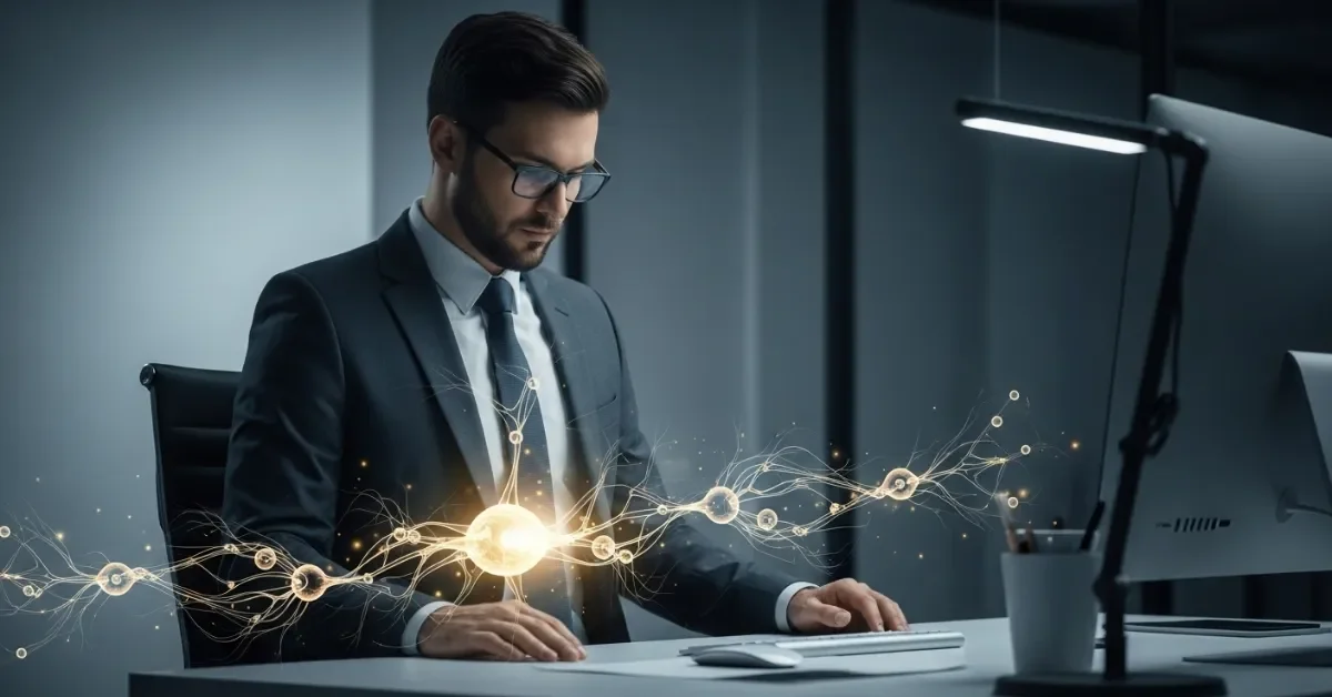 180725-cover.webp Manager concentrato alla scrivania simbolo dell'asse intestino-cervello che influenza la performance lavorativa e il successo nella carriera.