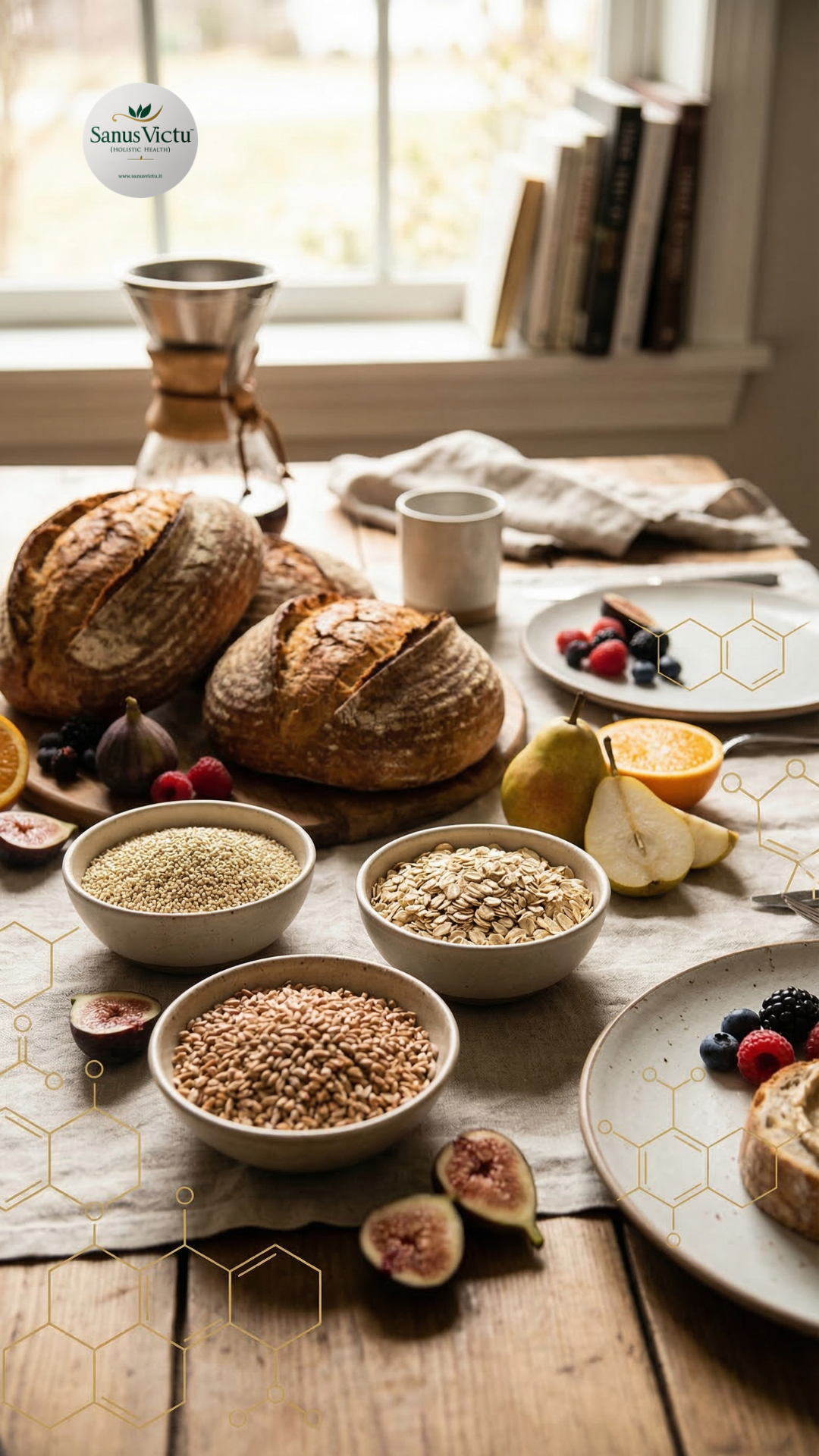 composizione elegante di carboidrati complessi e frutta fresca