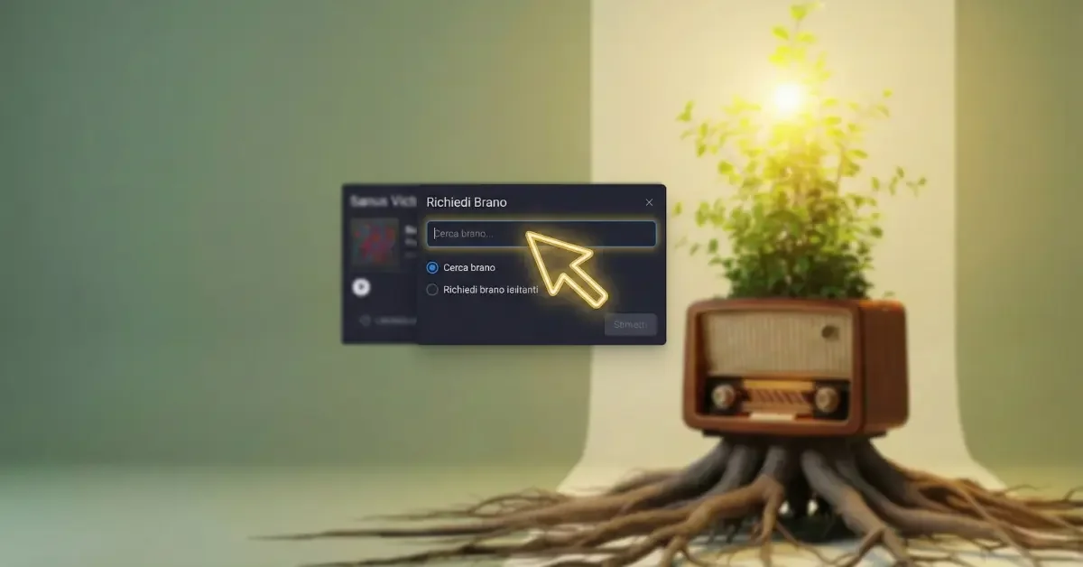 Screenshot del widget per la richiesta brani sulla pagina di Sanus Victu Radio.