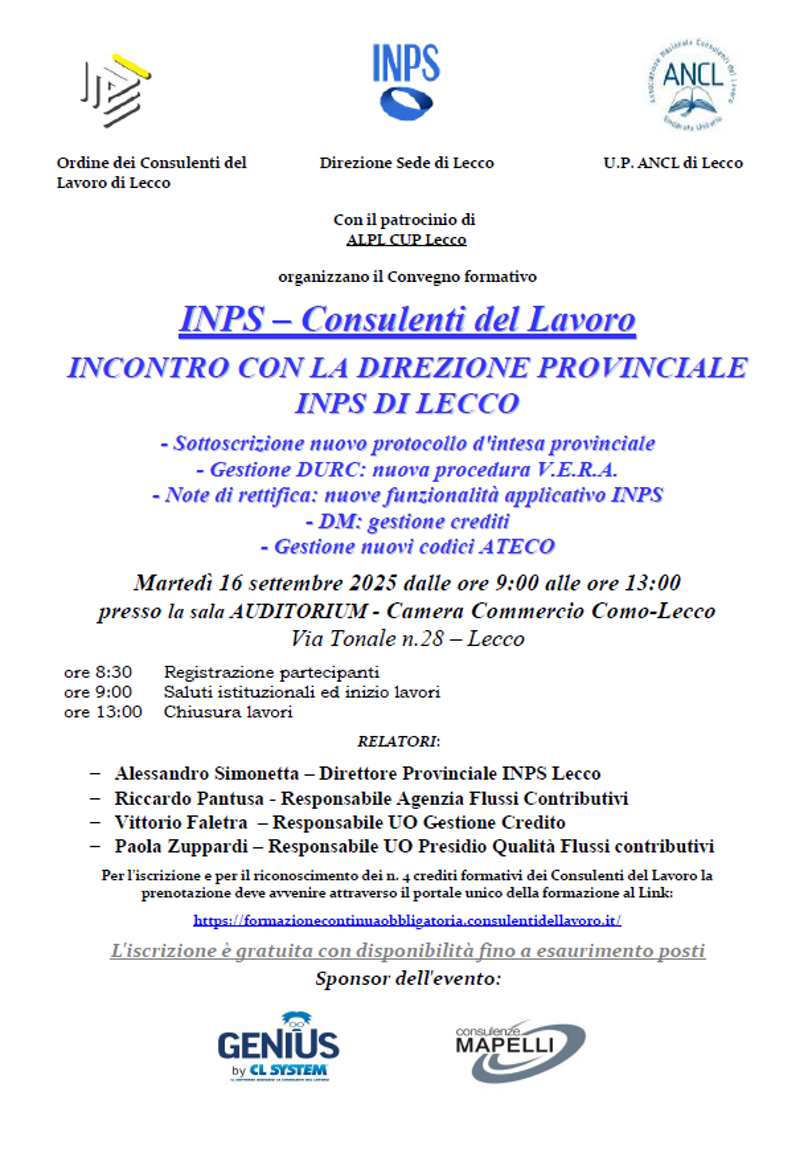 incontro con la direzione provinciale inps di lecco