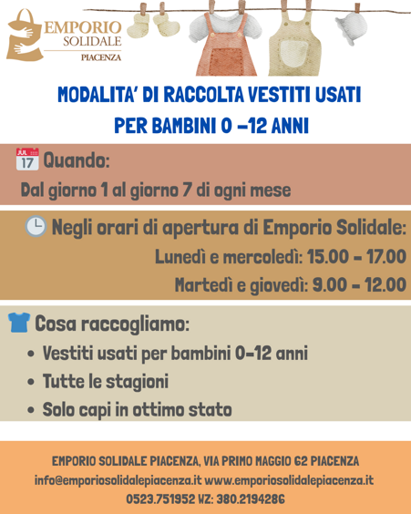 nuova raccolta vestiti bambini emporio solidale