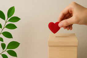 cuore rosso e gesto di generosità