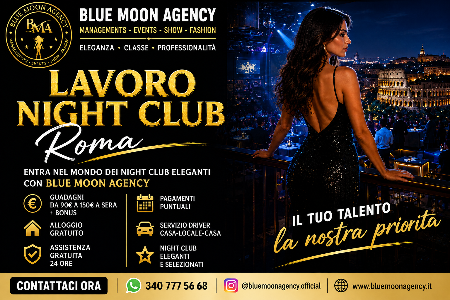 Lavoro Night Club Roma | Blue Moon Agency