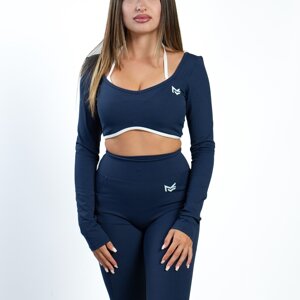 Crop top sportivo donna a maniche lunghe blu navy ME Fit – Me Heart 3 Longsleeve