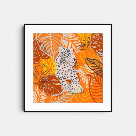 Orange Jaguar Totem Digital Art