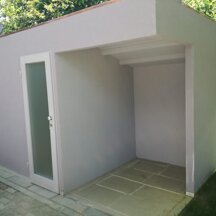 Casetta in legno rivestita Casetta in legno rivestita con cappotto ed intonacata