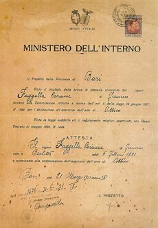 ATTESTATO STORICO DEL 1923