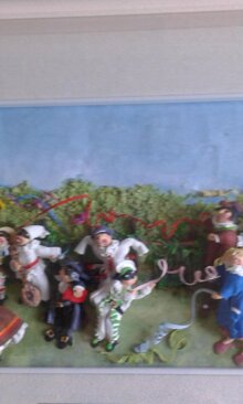 Festa di carnevale Luce pittorica cm. 42x18con cornice cm. 72x48