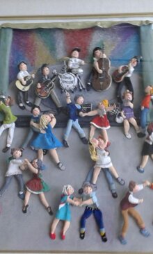 Ballerini di Rock & Roll luce pittorica cm. 47x57con cornice cm 69x60