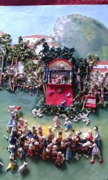 Teatrino del paesello Luce pittorica cm. 58x68con cornice cm. 79x89