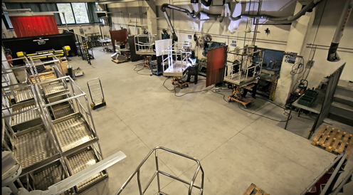 Reparto saldatura cestelli, navicelle e accessori in allumino