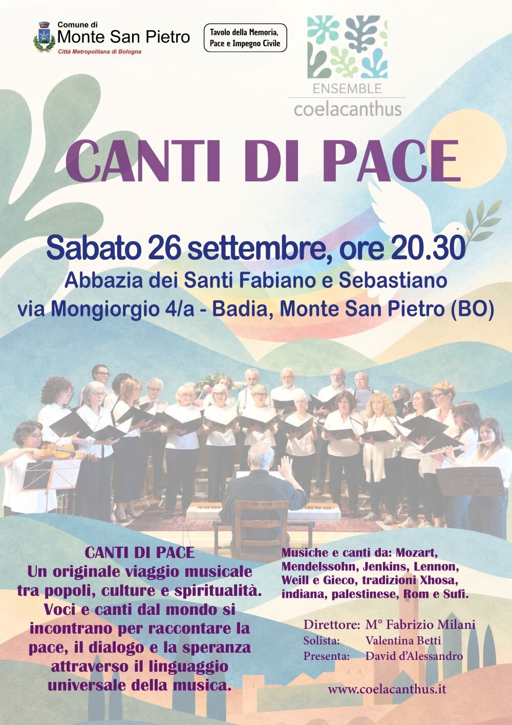 Sabato 26 settembre CANTI DI PACE presso l&rsquo;Abbazia Badia del Lavino di Monte San Pietro
