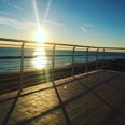Parapetto in acciaio inox con vista mare al tramonto