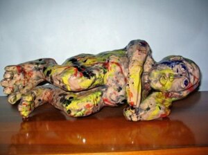 Ceramica ossido di rame e smalti. Anno 2007. cm.52x21x21