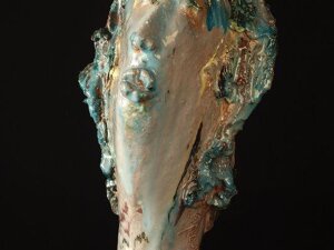 Ceramica ossido di rame e smalti. Anno 2007. cm. 22x30x14