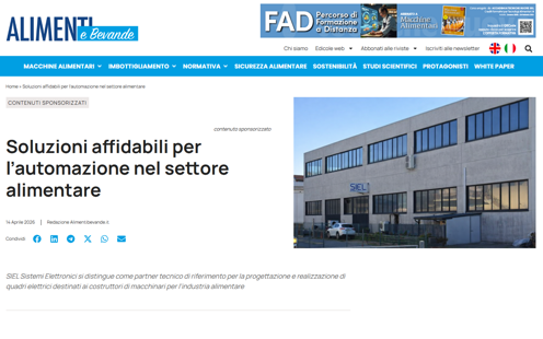 Articolo SIEL sua Alimenti & Bevande