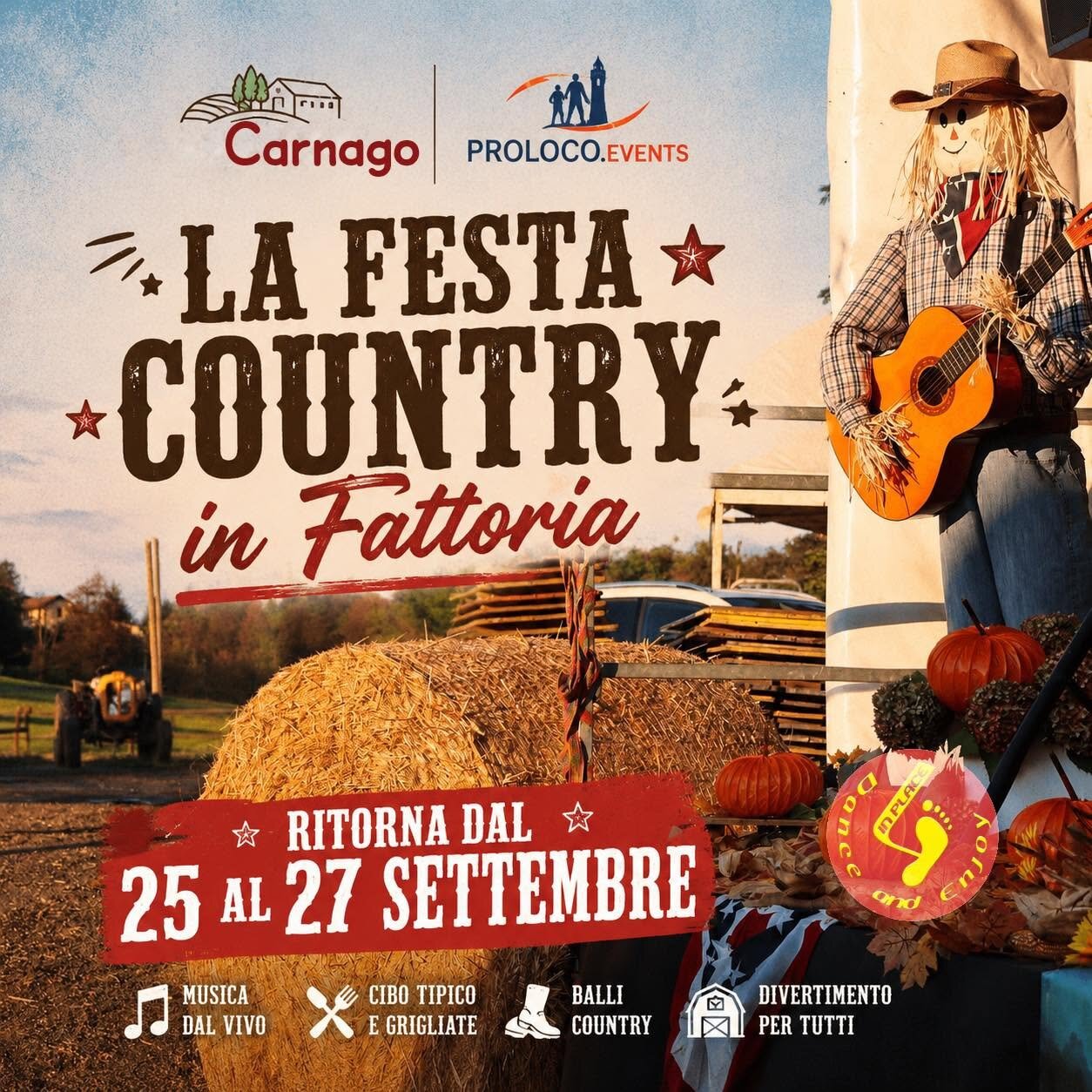 Dal 25 al 27 Settembre 2026 torna il Carnago Country Fest!!!