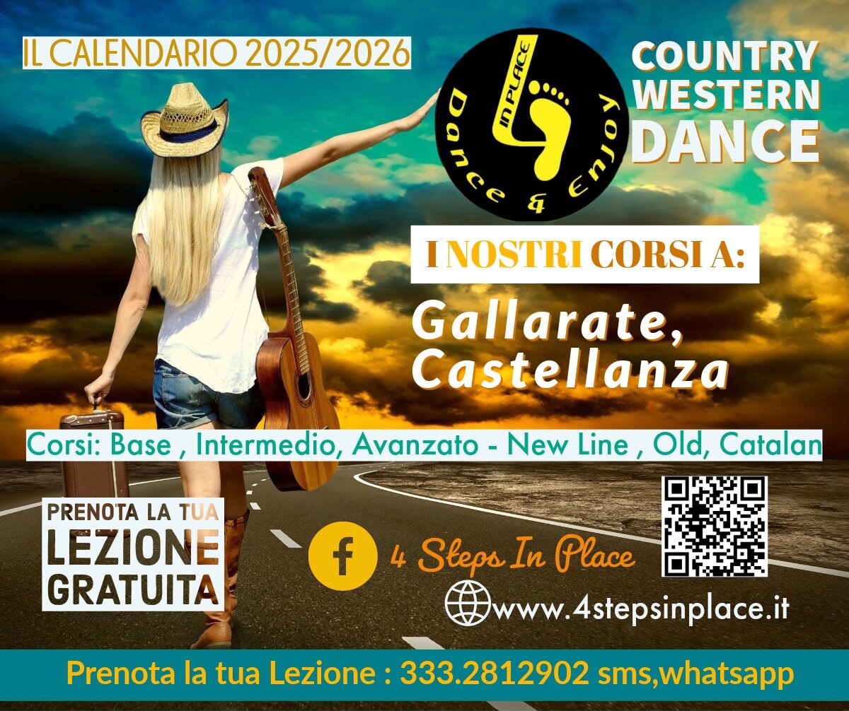 Settembre 2025: ricominciano i corsi di Ballo Country della Scuola 4 Steps in Place!!!