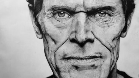 willem dafoe paper / cm 100 x 70 cm / charcoal / graphite