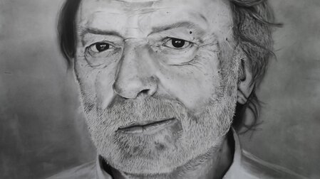 gino strada paper / cm 100 x 70 cm / charcoal / graphite