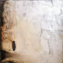 Verbrannte Wiege Tecnica mista diversi tessuti stratificati, bruciature e fuliggine. 20x 20 cm
