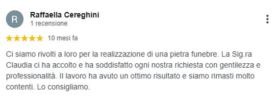 Feedback su ottimo risultato finale per posa pietra funebre a Fino Mornasco