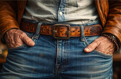 Cintura in cuoio marrone 