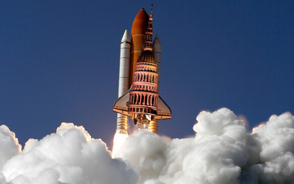 La Cupola di Novara decolla verso lo spazio come uno Space Shuttle