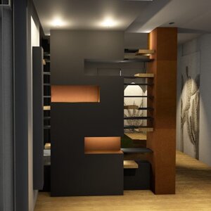 Mobile su misura per separzione zona tv da corridoio