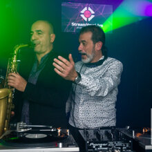 DJSet Roma, DjSax To left, Sax performance Luca Rizzo, on the right Dj on the mix Gianpiero Fatica