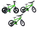 bicicletta-r88-dino-bikes-verde-e-nero-con-rotelle-in-diverse-misure