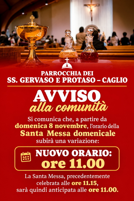 avviso parrocchiale_ nuovo orario della messa avviso parrocchiale_ nuovo orario della messa