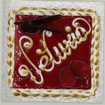 Veturia Pastafrolla, Cioccolato fondente, Pandispagna, geleè al lampone, glassa al lampone e meringa