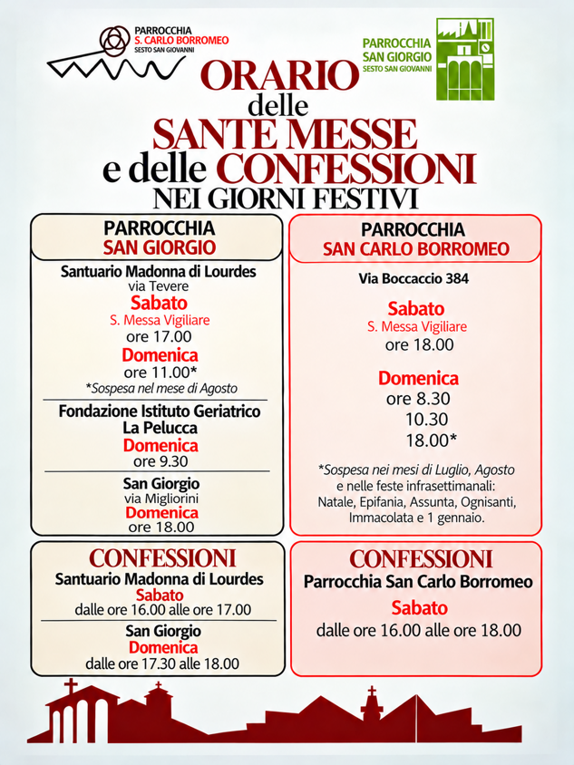 orario messe e confessioni parrocchiali