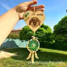 Ritratto cane da fotografia Cuore con ritratto e acchiappasogni