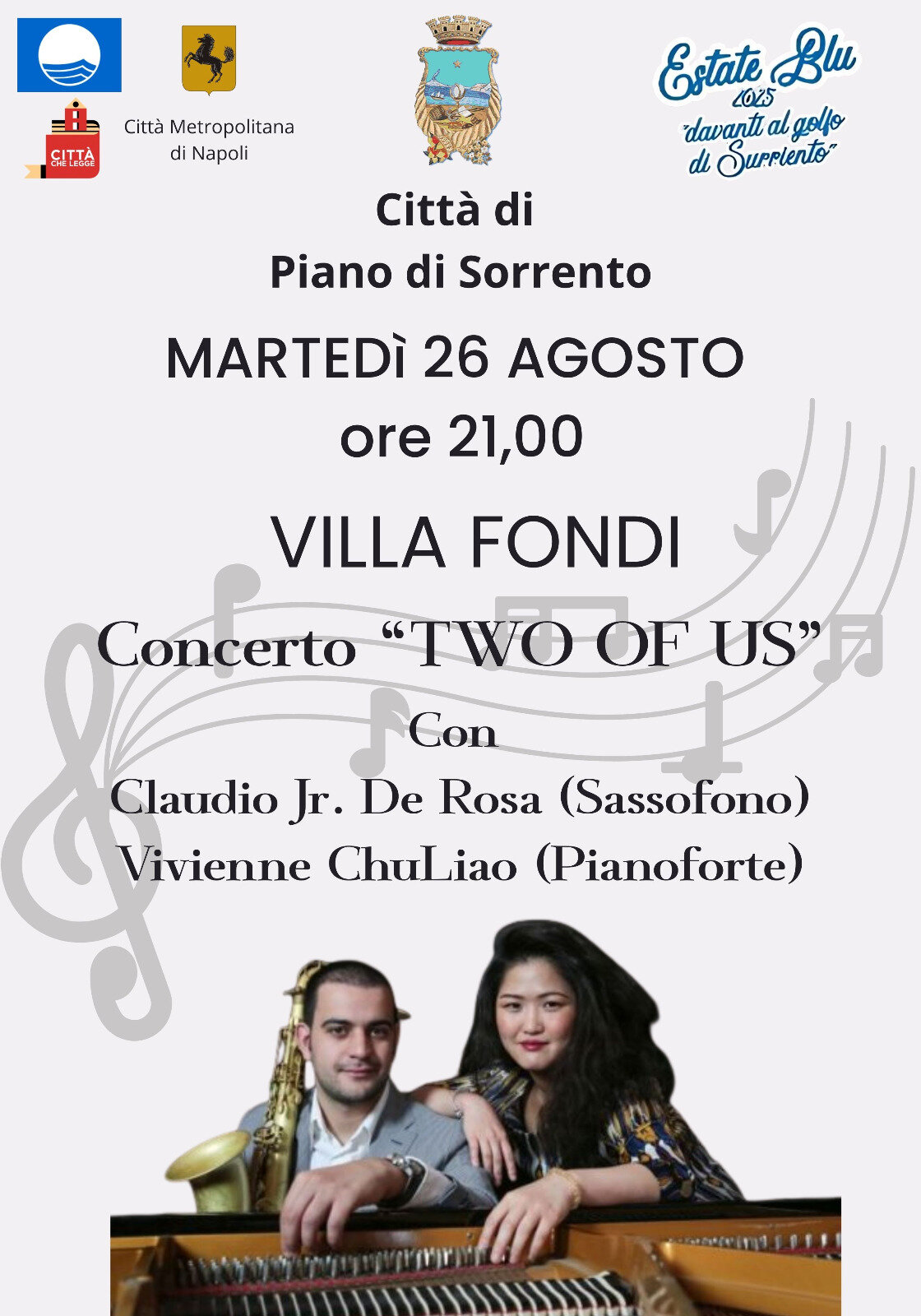 Magia a Villa Fondi: il concerto “Two of Us” incanta Piano di Sorrento