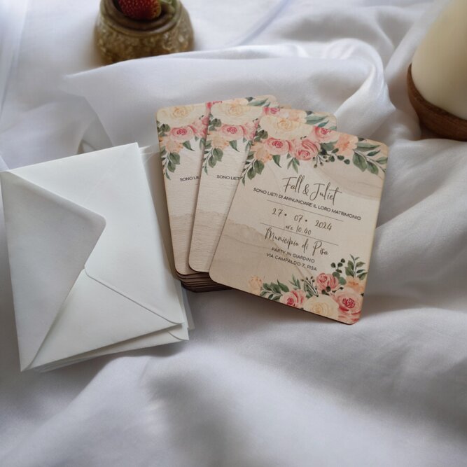 partecipazioni legno matrimonio