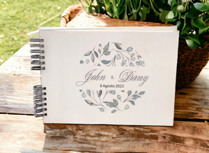 guestbook album copertina in legno eucalipto