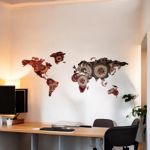 planisfero in legno parete arredamento