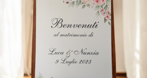 cartello di benvenuto rose