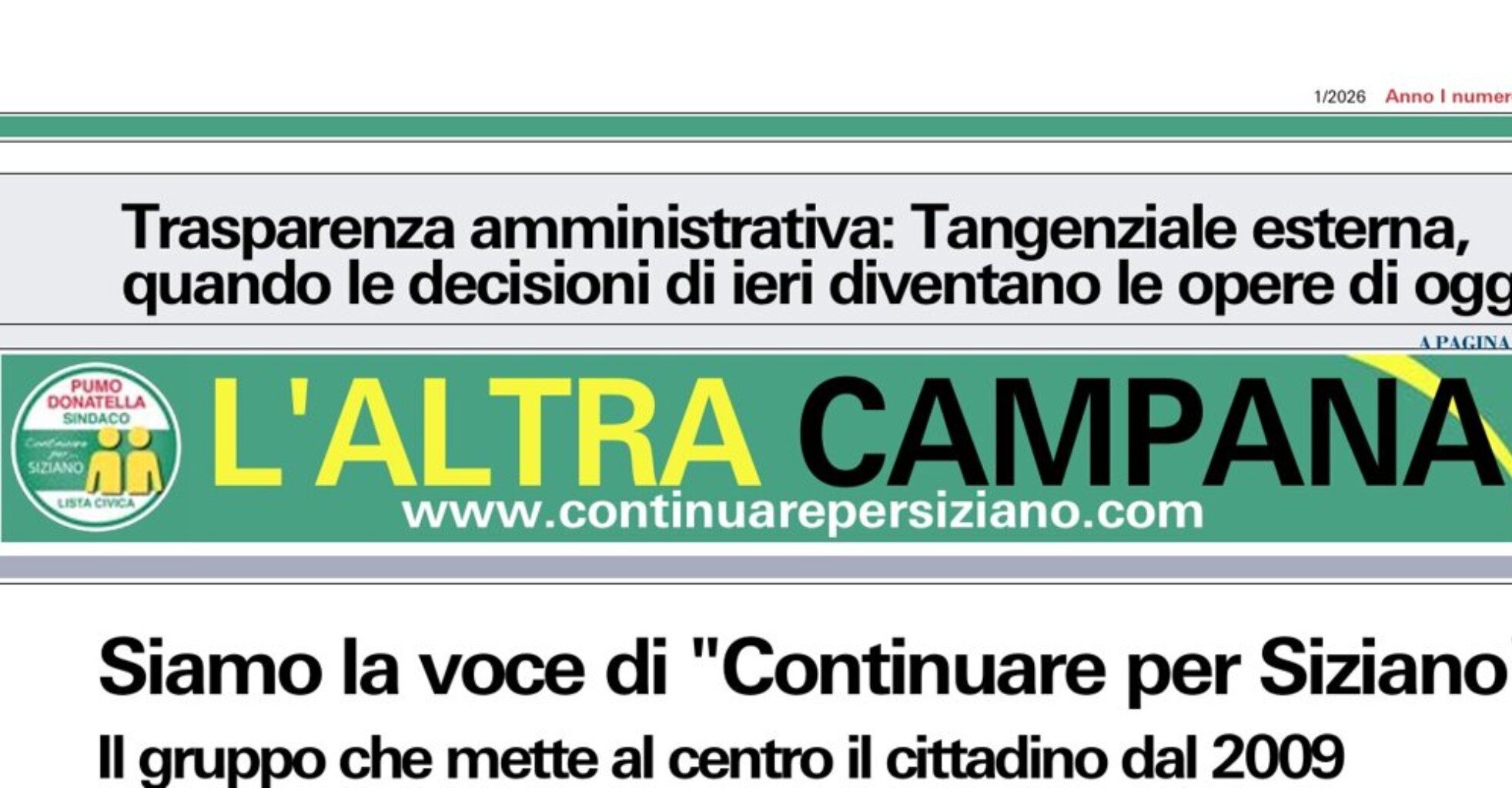 Uscito il primo numero di "L'ALTRA CAMPANA" Uscito il primo numero di "L'ALTRA CAMPANA"