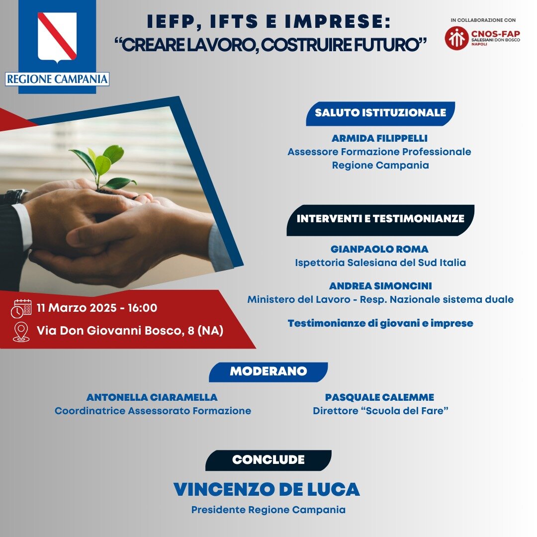 Mario Gargano all&rsquo;evento &ldquo;Le FP, IFTS e imprese: creare lavoro, costruire il futuro&rdquo; organizzato dalla Regione Campania