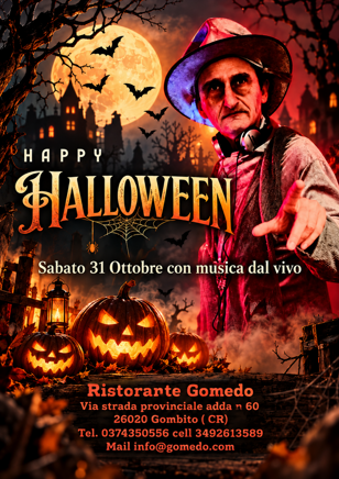 manifesto di halloween_ luna e zucche spettrali