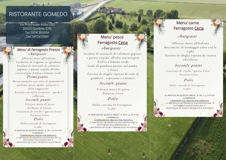 anteprima menu' di ferragosto pranzo e cena