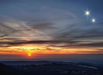 sunset and stars sunset and stars