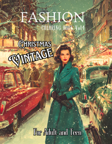 libro da colorare Natale, Vintage, Fashion, Moda, 