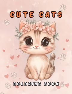 colorign book , kitten, cute